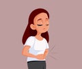 Sad Teen Girl Having Cramps Vector Illustration Royalty Free Stock Photo