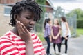 Sad Teenage Girl Feeling Left Out By Friends Royalty Free Stock Photo