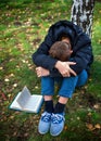 Sad Teenager with the Book Royalty Free Stock Photo