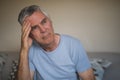 Sad thoughtful senior man at home Royalty Free Stock Photo