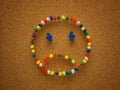 Sad thumbtack smiley face Royalty Free Stock Photo