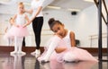 Sad and tired little ballerina Royalty Free Stock Photo