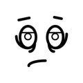 Sad, tired smiley face emoticon line art icon for apps and websites. Royalty Free Stock Photo