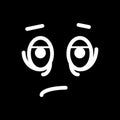 Sad, tired smiley face emoticon line art icon for apps and websites. Royalty Free Stock Photo