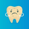 Sad tooth with caries. Funny dental character Royalty Free Stock Photo