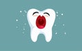 Sad Tooth Crying in Pain Vector Cartoon Illustration