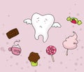 Sad tooth and sweets Royalty Free Stock Photo