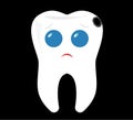 Sad tooth vector illustration, tooth character logo Royalty Free Stock Photo