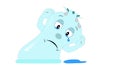 Sad torn condom is crying, cartoon design concept. Vector illustration