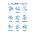 SAD treatment concept icons set