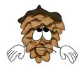 Sad tree pine cone cartoon character Royalty Free Stock Photo