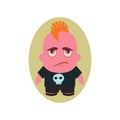 Sad and Unhappy Avatar of Punk - Little Person Cartoon Character in Flat Vector