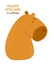 Sad unhappy capybara. Vector illustration. animal capibara rodent in flat style for design.