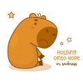 Sad unhappy capybara. Vector illustration. Funny animal character capibara rodent for design.