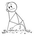 Sad, Unhappy or Frustrated Person , Vector Cartoon Stick Figure Illustration