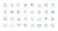 Sad unhappy linear icons set. Despondent, Miserable, Somber, Disconsolate, Melancholy, Sorrowful, Dejected line vector