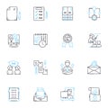 Sad unhappy linear icons set. Despondent, Miserable, Somber, Disconsolate, Melancholy, Sorrowful, Dejected line vector Royalty Free Stock Photo