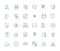 Sad unhappy linear icons set. Despondent, Miserable, Somber, Disconsolate, Melancholy, Sorrowful, Dejected line vector