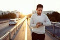 Sad unhappy man waiting for girlfriend Royalty Free Stock Photo