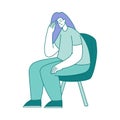 Sad and Unhappy Young Female Feeling Depression Sitting on Chair Vector Illustration Royalty Free Stock Photo