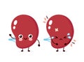 Sad unhealthy and happy strong human spleen organ