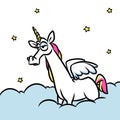 Sad unicorn pegasus unicorn clouds sky cartoon