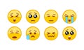 Sad, upset emoji icon set. Smiley, emoticons. Facial expression on isolated white background. EPS 10 vector Royalty Free Stock Photo