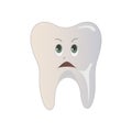 Sad and upset tooth. Illustration isolated on white background