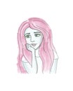 Sad vector watercolor woman Royalty Free Stock Photo