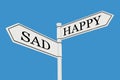 Sad versus Happy messages, conceptual image decision change Royalty Free Stock Photo