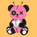 Sad Voodoo Style Teddy Bear with Heart Patch Royalty Free Stock Photo