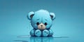 sad wet blue teddy bear, on a blue background, blue monday, copy space, banner