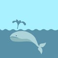 Sad whale in the sea