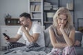 Sad wife and cheating husband Royalty Free Stock Photo