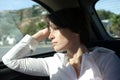 Sad woman in car Royalty Free Stock Photo