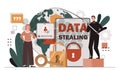 Sad woman with data stealing vector Royalty Free Stock Photo