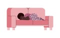 Sad woman with depression crying on a sofa - depressed cartoon person