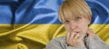 Sad woman flag Ukraine patriotic emotion destroy stress