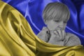 Sad woman flag Ukraine patriotic patriotism stress
