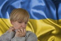 Sad woman flag Ukraine patriotic patriotism