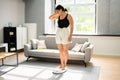 Sad Woman On Weight Scale After Diet Royalty Free Stock Photo