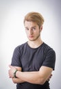 Sad or worried handsome young man Royalty Free Stock Photo