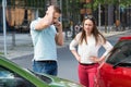 Man On Mobile Phone After Car Collision Royalty Free Stock Photo