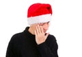 Sad Young Man in Santa Hat Royalty Free Stock Photo