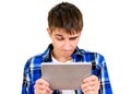 Sad Young Man with a Tablet Royalty Free Stock Photo