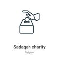 Sadaqah charity outline vector icon. Thin line black sadaqah charity icon, flat vector simple element illustration from editable