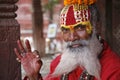 Saddhu in durbar square, kathmandu Royalty Free Stock Photo