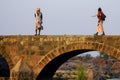 Saddhu`s on a bridge in India