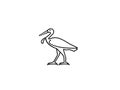 saddle-billed stork bird shape, sketch, art or drawing isolated on white background. Royalty Free Stock Photo