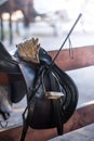 Saddle on the fence Royalty Free Stock Photo